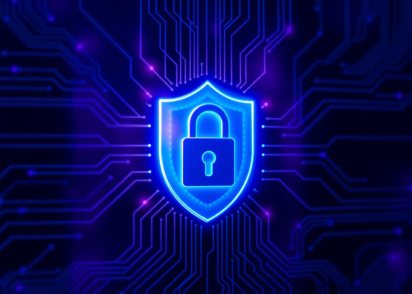 Cybersecurity shield over circuit pattern